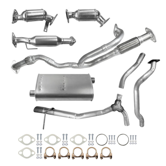 GMC Acadia Limited 3.6L (2017) Front Left, Front Right & Rear Catalytic Converters, Front Y-Pipe With Flex, Middle Pipe, Middle Muffler & Rear Y-Pipe