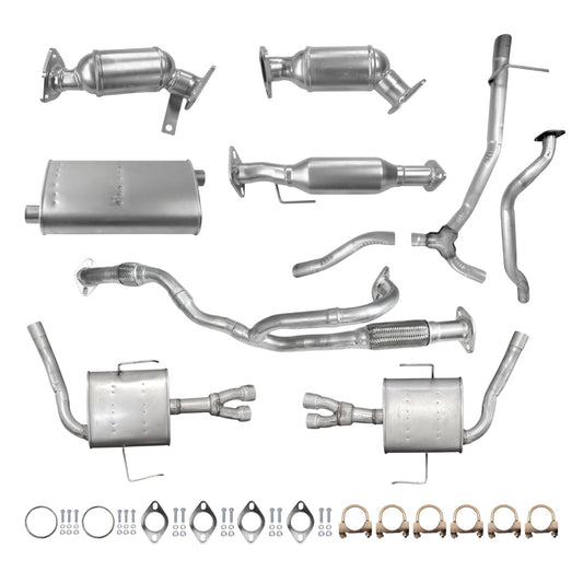 GMC Acadia 3.6L (2009-2012) (Dual Exhaust) Front Left, Front Right & Rear Catalytic Converters, Front Y-Pipe With Flex, Middle Pipe, Middle Muffler, Rear Y-Pipe, Rear Left & Rear Right Mufflers