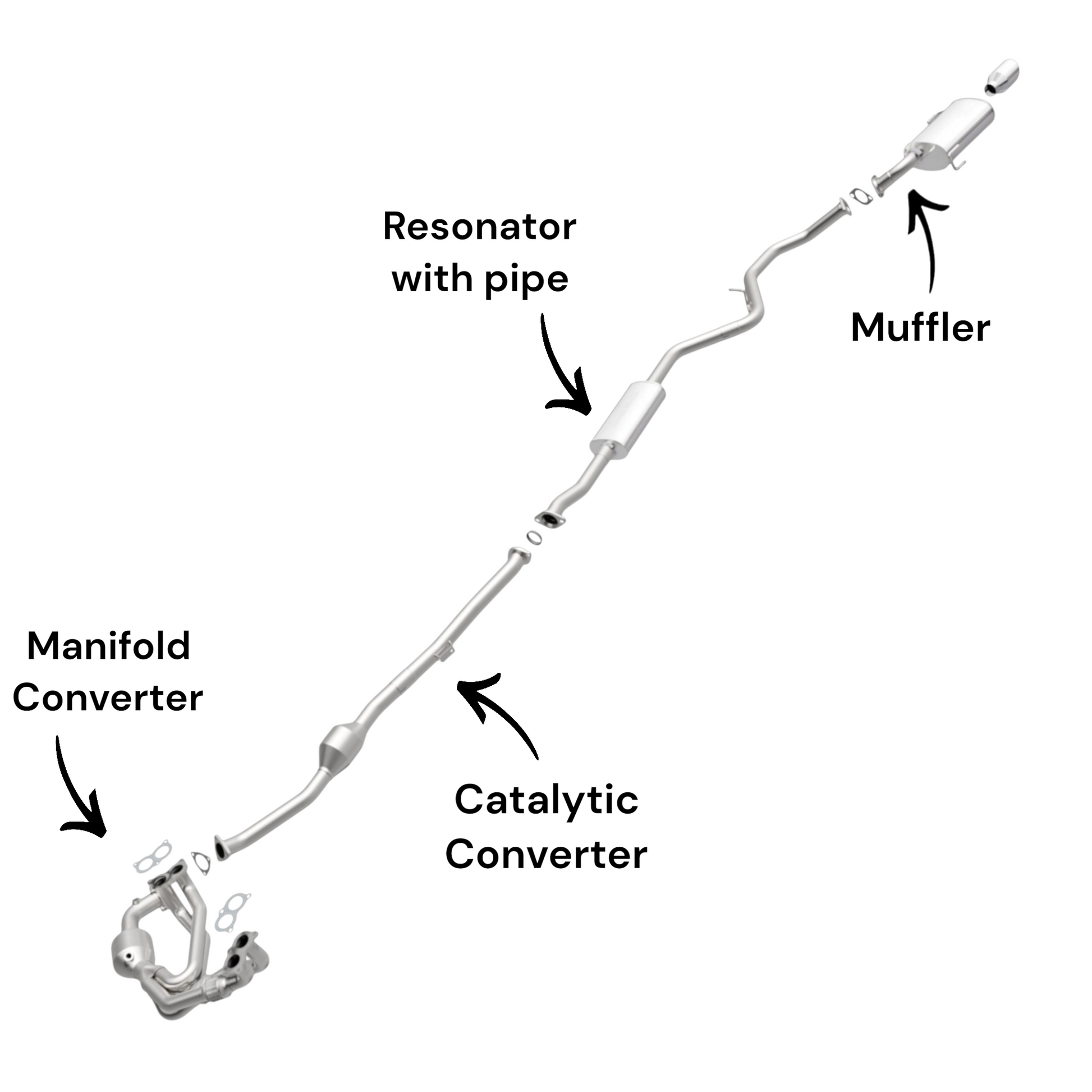 Subaru Legacy 2.5L (2013, 2014) (Non-Turbo) Manifold Converter, Catalytic Converter, Resonator with Pipe and Muffler