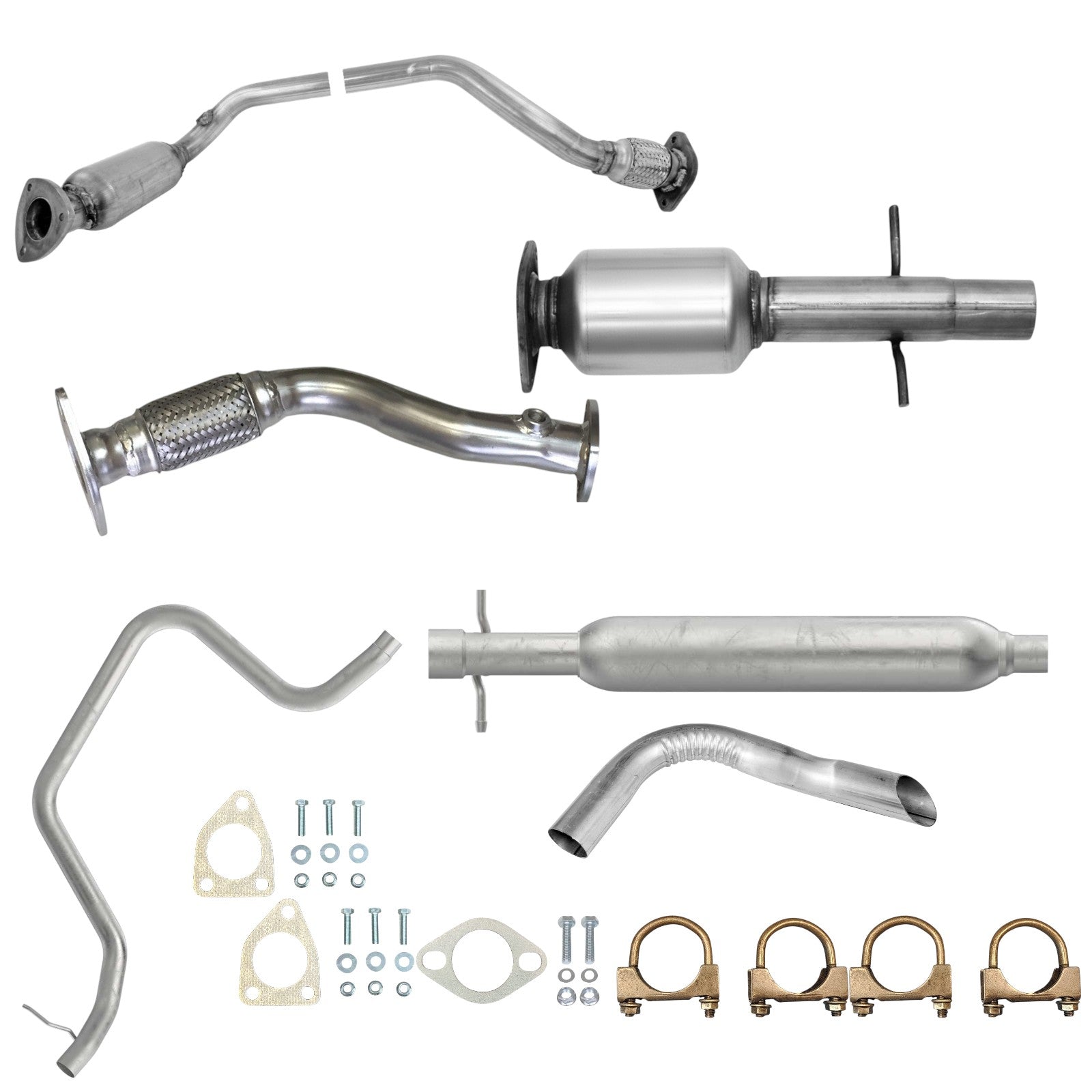 Pontiac G6 3.5L (2008-2010) Front Catalytic Converter With Flex, Rear Converter, Resonator, Pipe And Tail Pipe