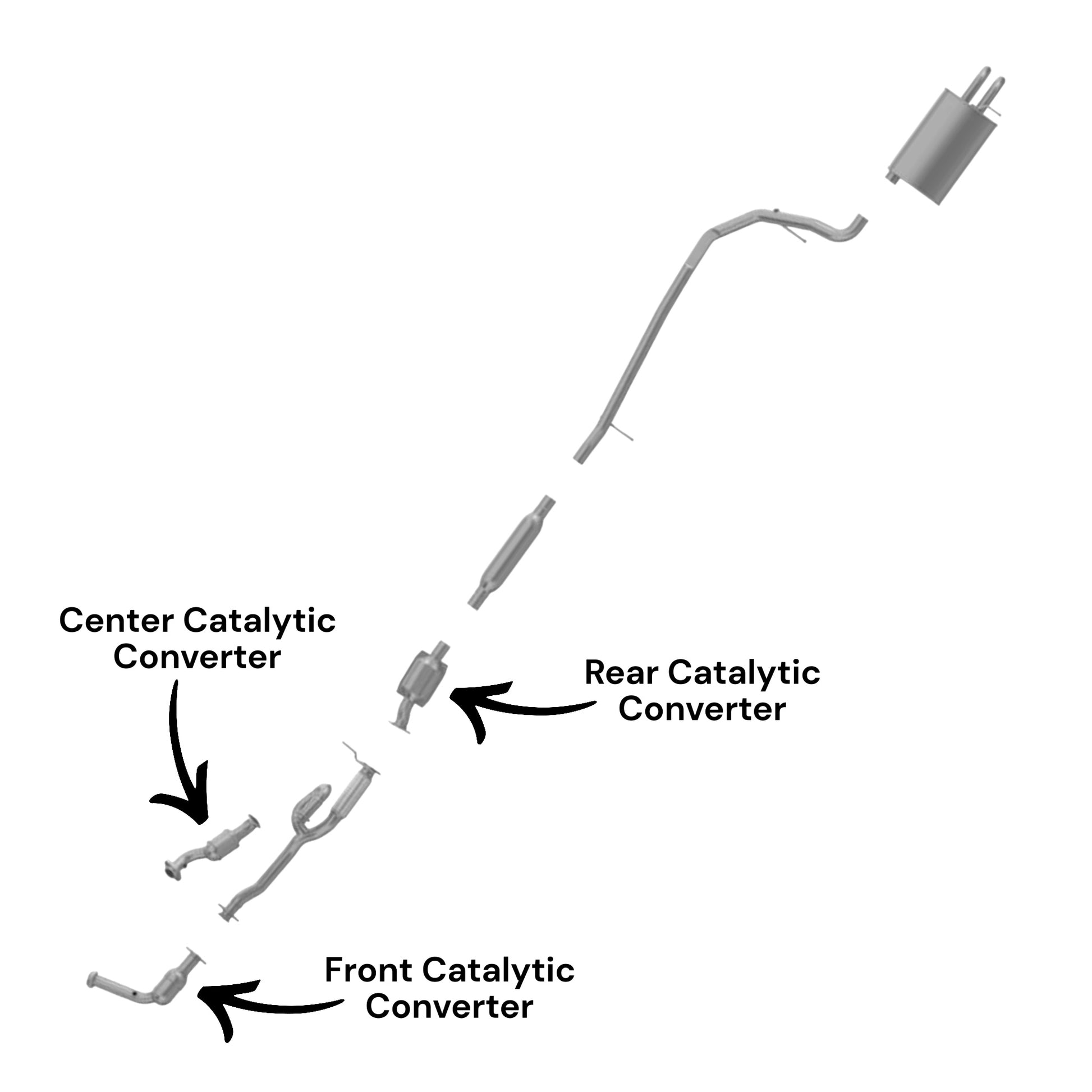 Mercury Montego 3.0L (2005-2007) (FWD Only) Front, Center & Rear Catalytic Converters