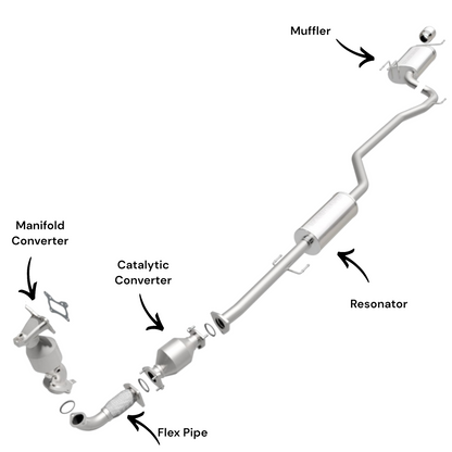 Collecteur d'échappement, tuyau flexible, convertisseur catalytique, résonateur et silencieux pour Honda Accord 2.4L (2008-2012) (4 portes, transmission automatique)