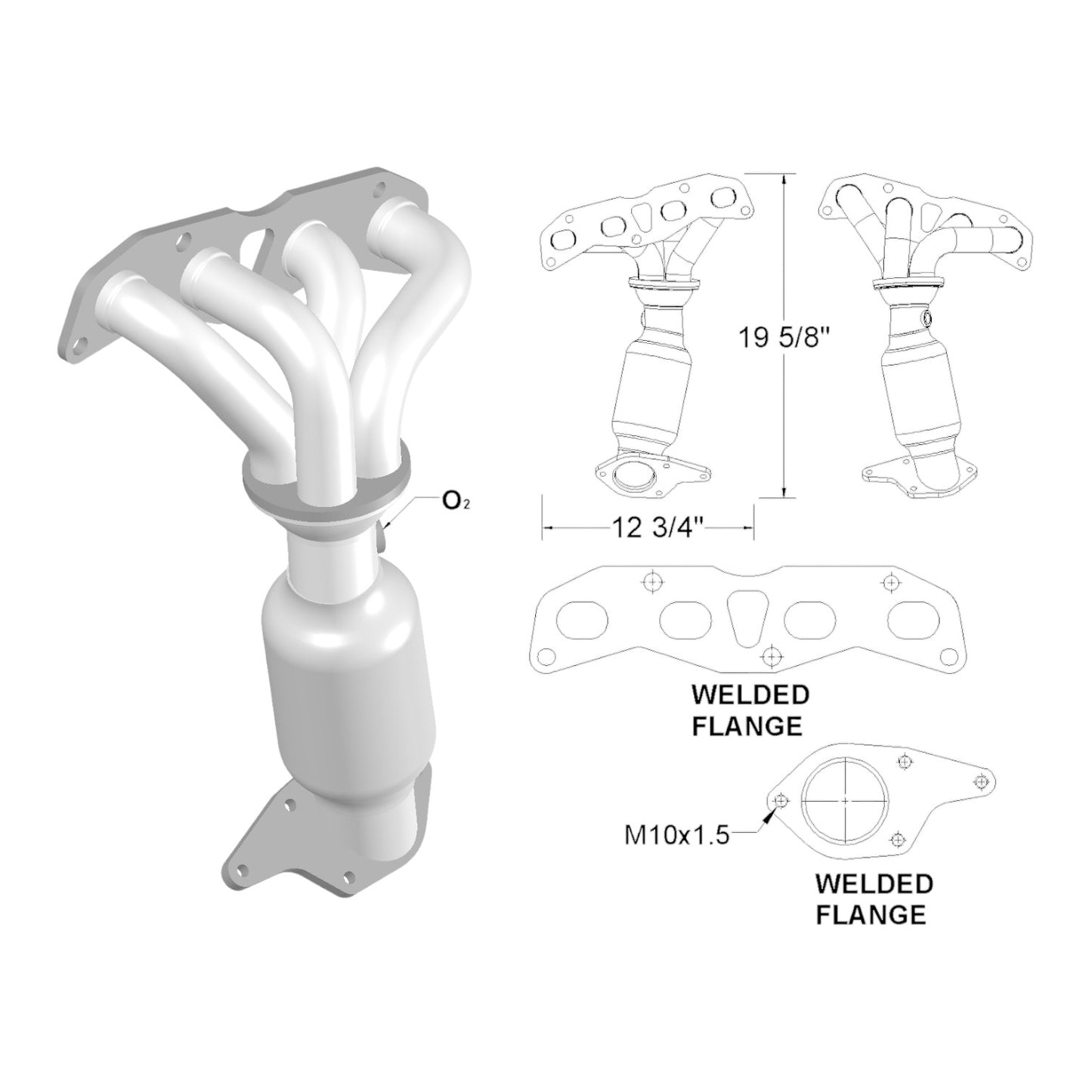 16593 - Nissan Rogue Select 2.5L (2014-2015) V4 Front Manifold Catalytic Converter