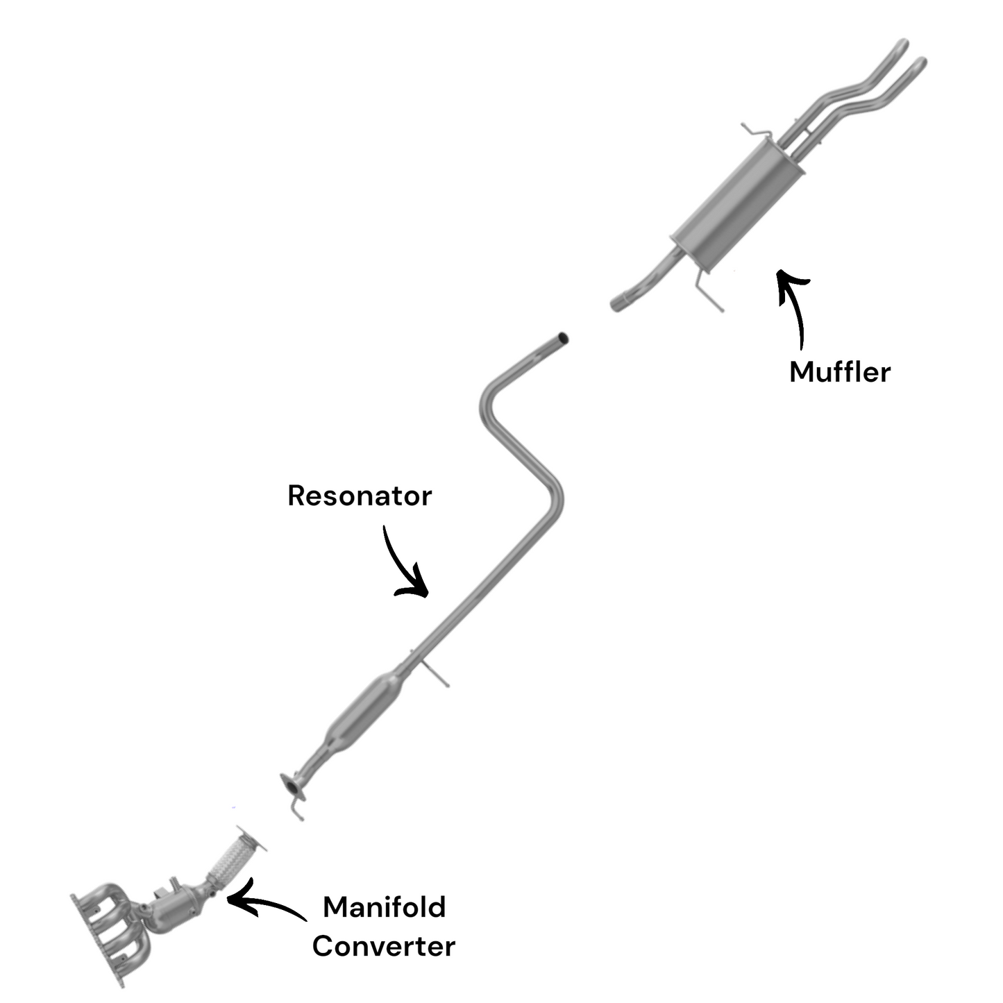 Convertisseur catalytique, résonateur et silencieux pour Ford Fiesta 1.6L (2011-2019) (Berline)