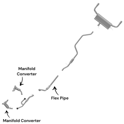 Chrysler Sebring 3.5L (2007-2010) Front and Rear Manifold Converter and Flex Pipe