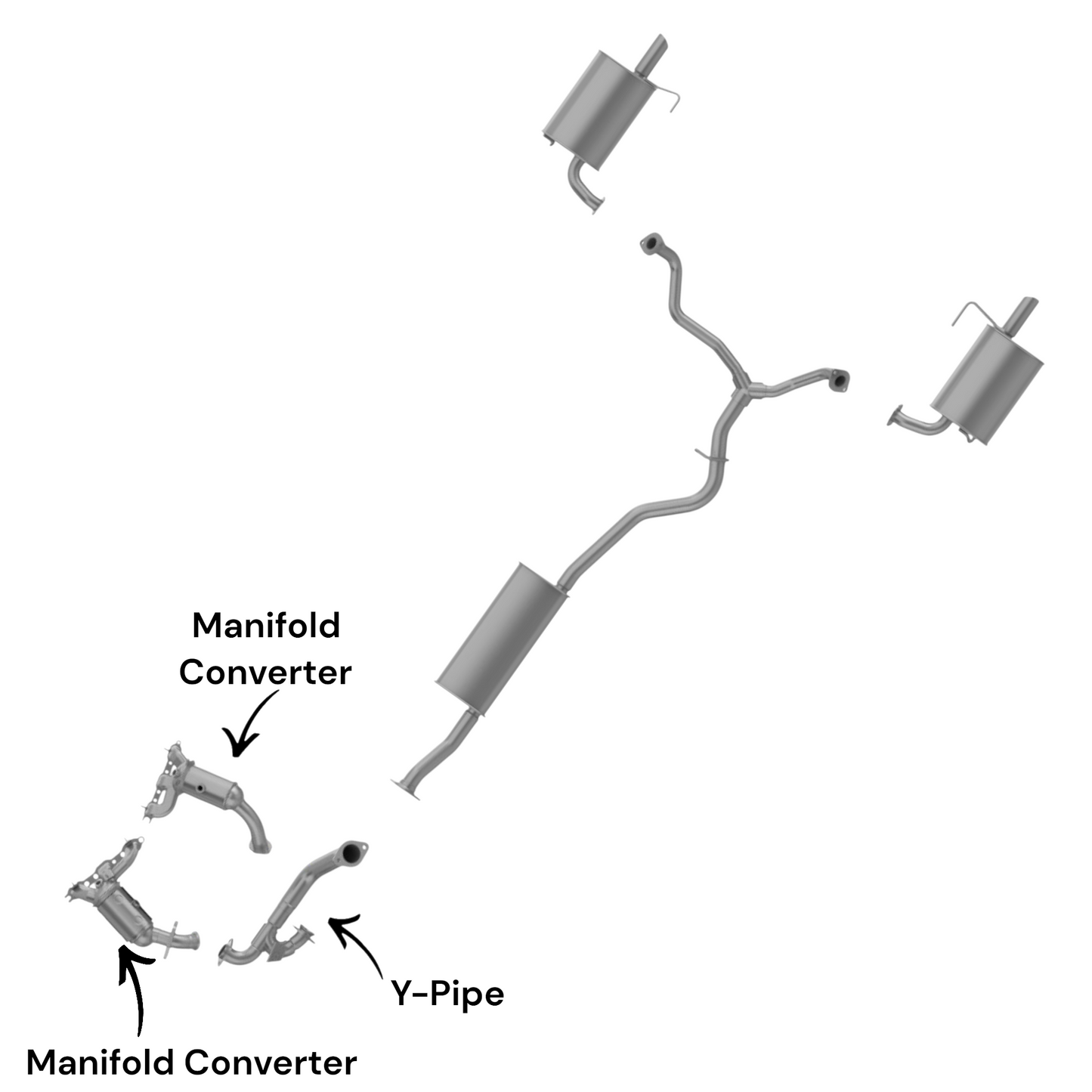 Chrysler Pacifica 4.0L (2007-2008) Front and Rear manifold converter and Y pipe