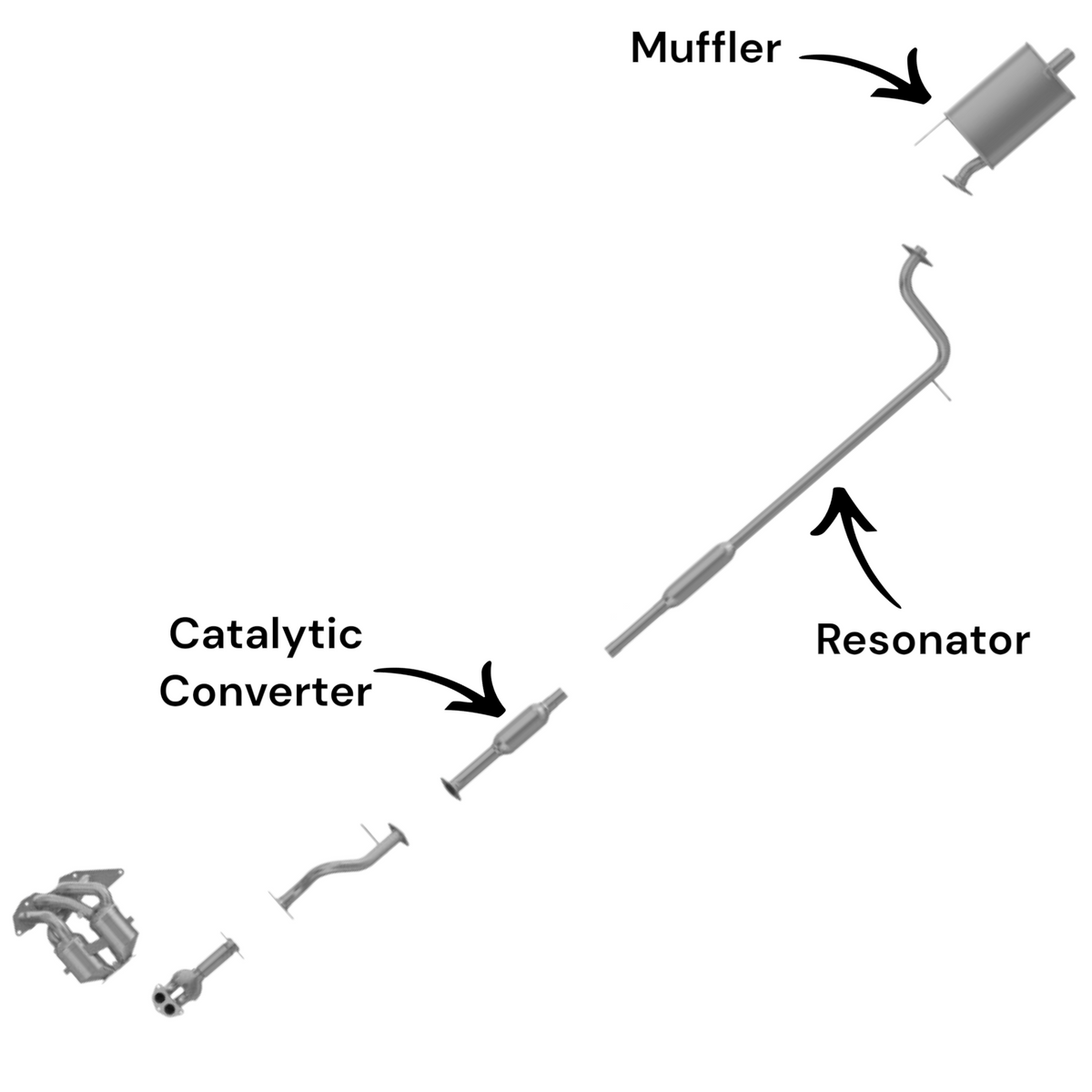 Mitsubishi Eclipse 2.4L (2006-2009) Catalytic Converter, Resonator and Muffler
