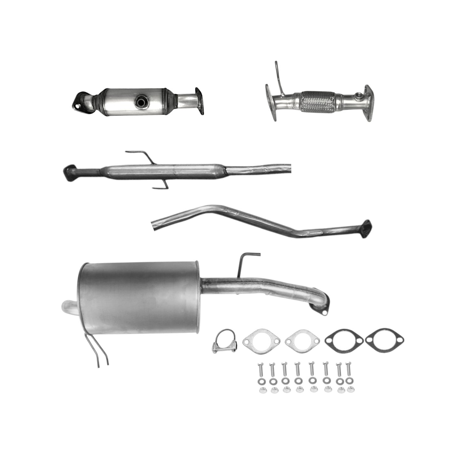 Kia Forte 2.0L (2010-2013) (Hatchback) Flex Pipe, Catalytic Converter with O2 Sensor, Resonator and Muffler