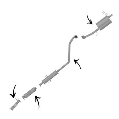 Kia Forte 2.0L (2010-2013) (Hatchback) Flex Pipe, Catalytic Converter with O2 Sensor, Resonator and Muffler