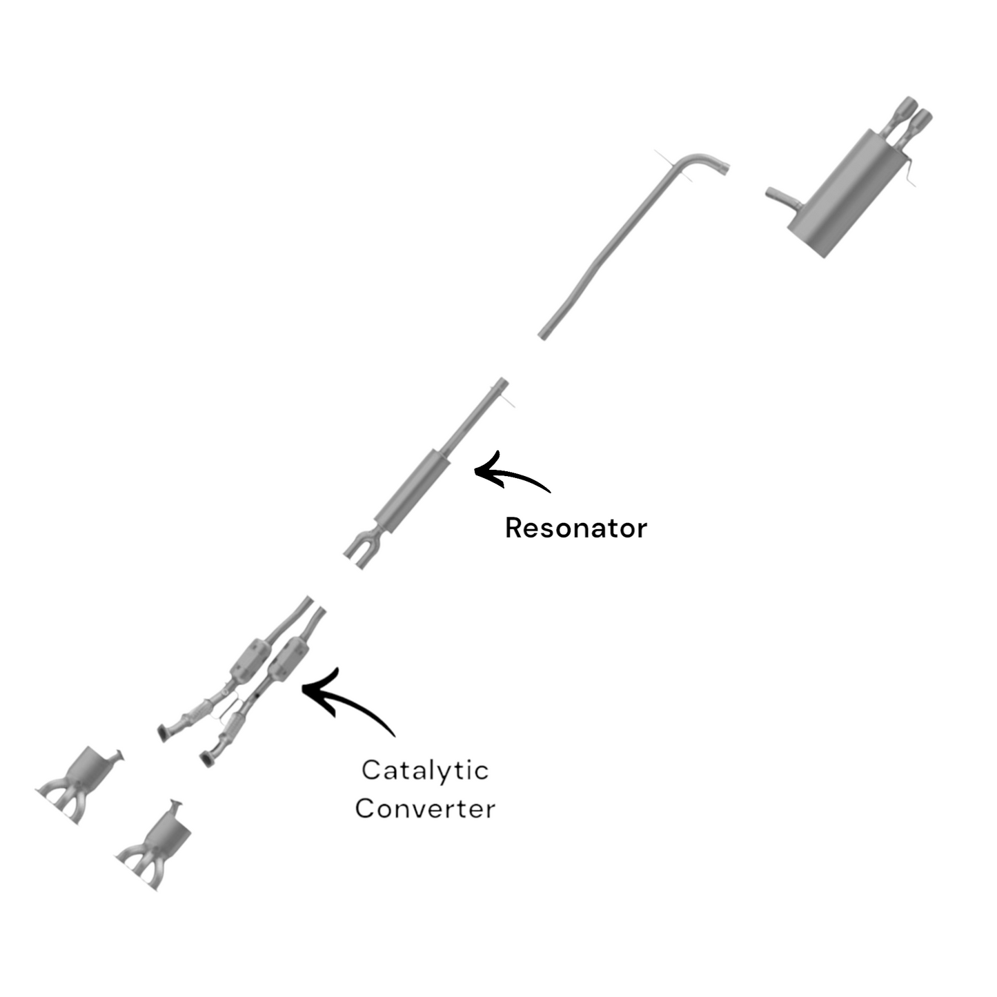 Convertisseurs catalytiques avant avec flexible et résonateur pour Volvo XC90 3.2L (2007-2014)