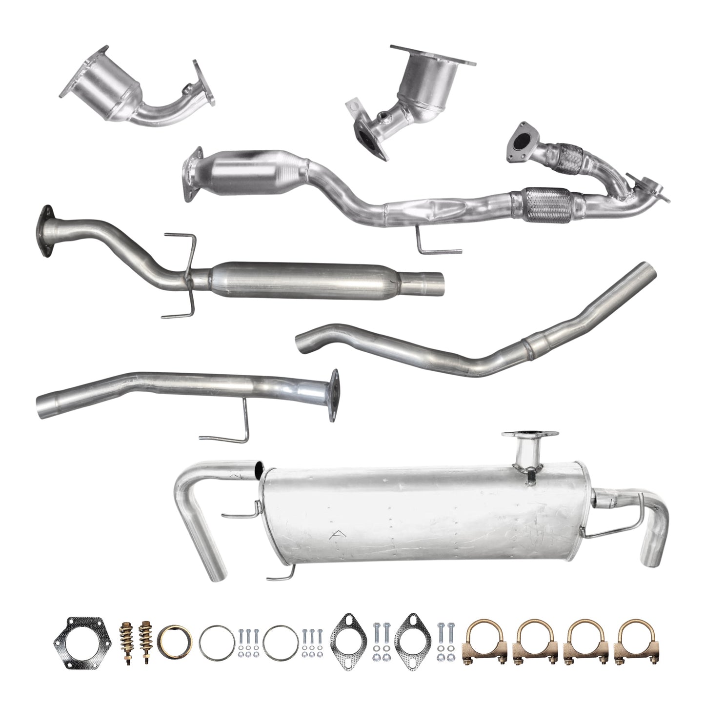 Nissan Murano 3.5L (2009-2014) Front and Rear Manifold Converters, Catalytic Converter With Flex, Resonator & Muffler