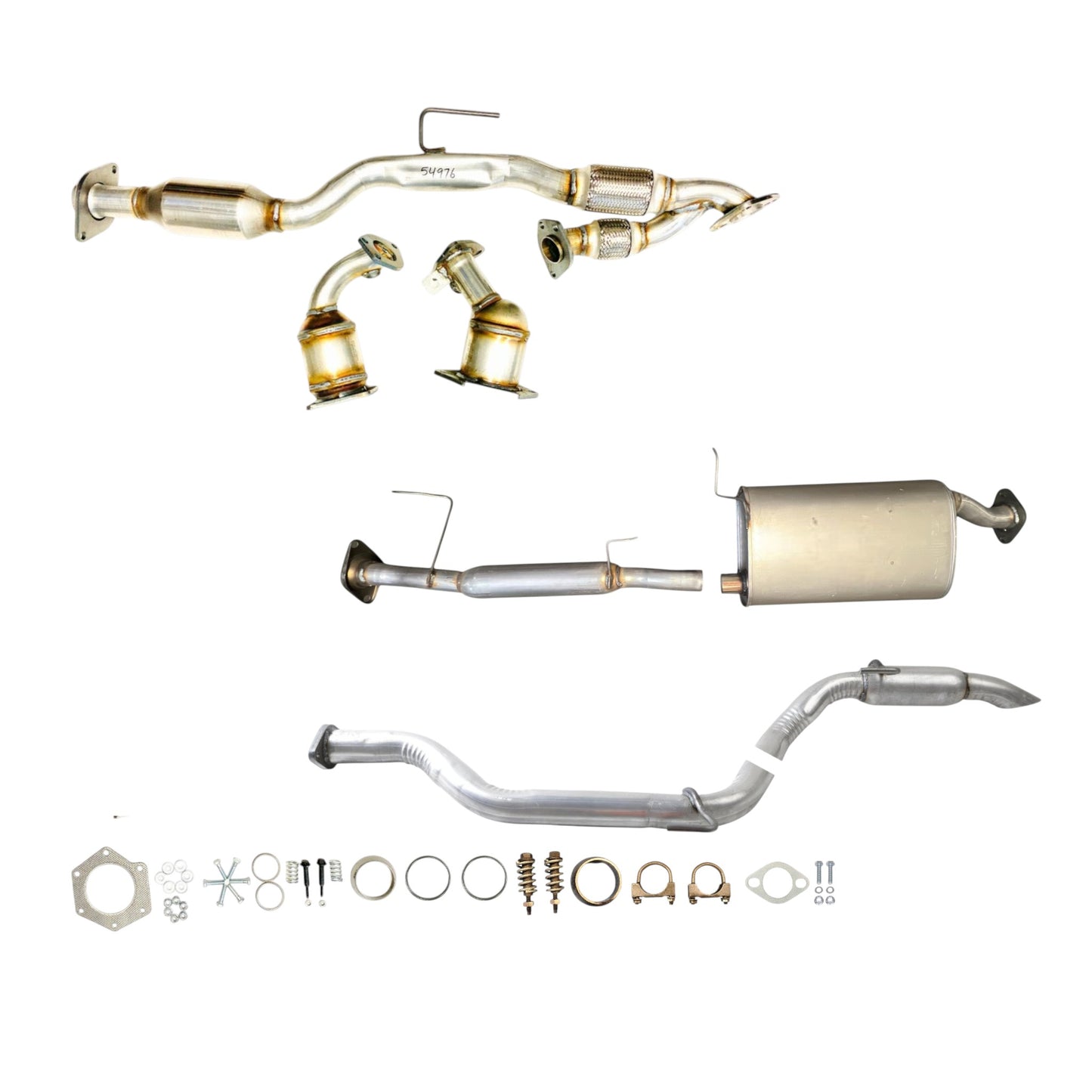 Nissan Pathfinder 3.5L (2013-2015) Manifold Converter, Flex Y pipe With Converter, Centre Resonator, Muffler and Rear Resonator.