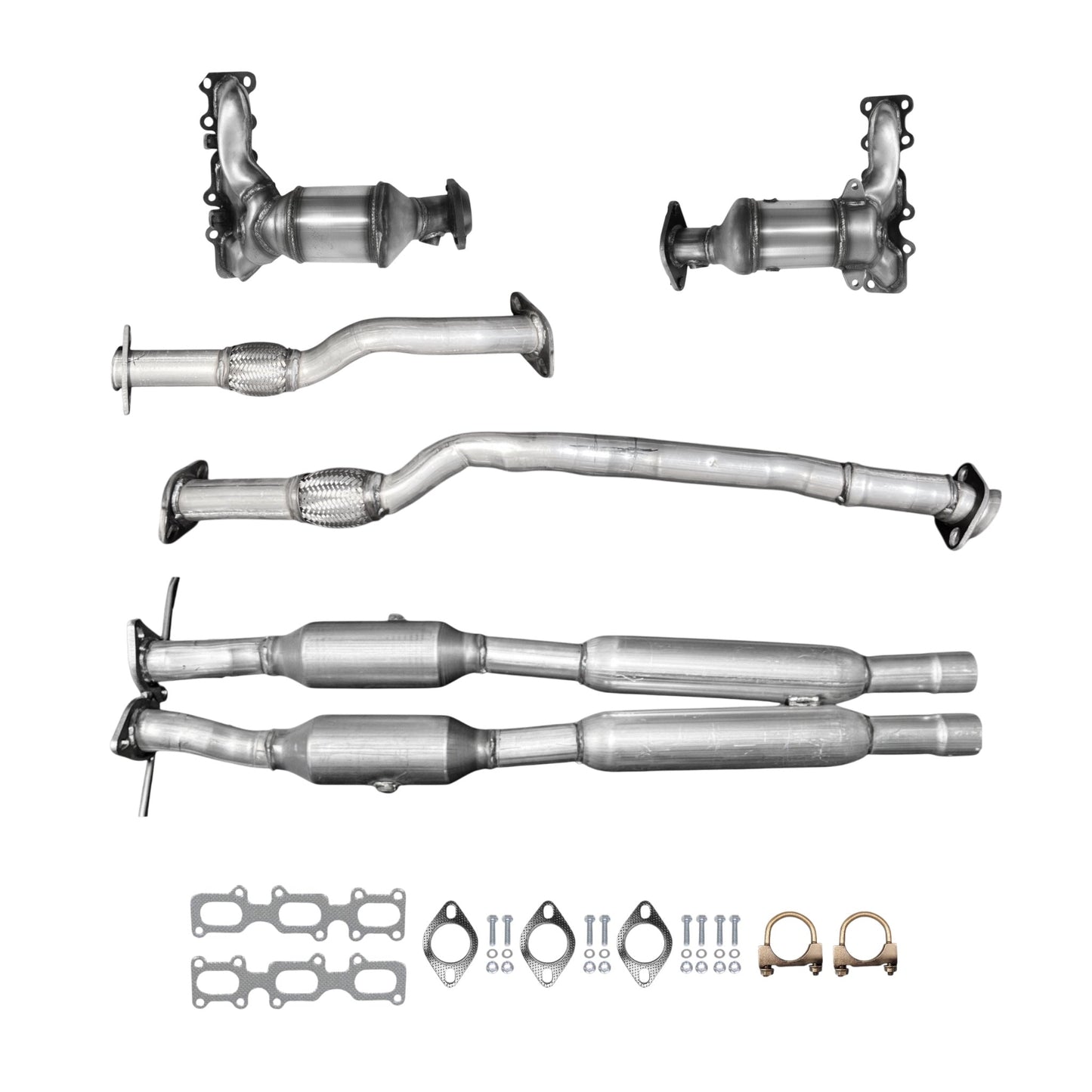 Lincoln MKT 3.7L (2013-2019) Left & Right Manifold Converters, Left & Right Flex Pipes & Catalytic Converters With Resonators