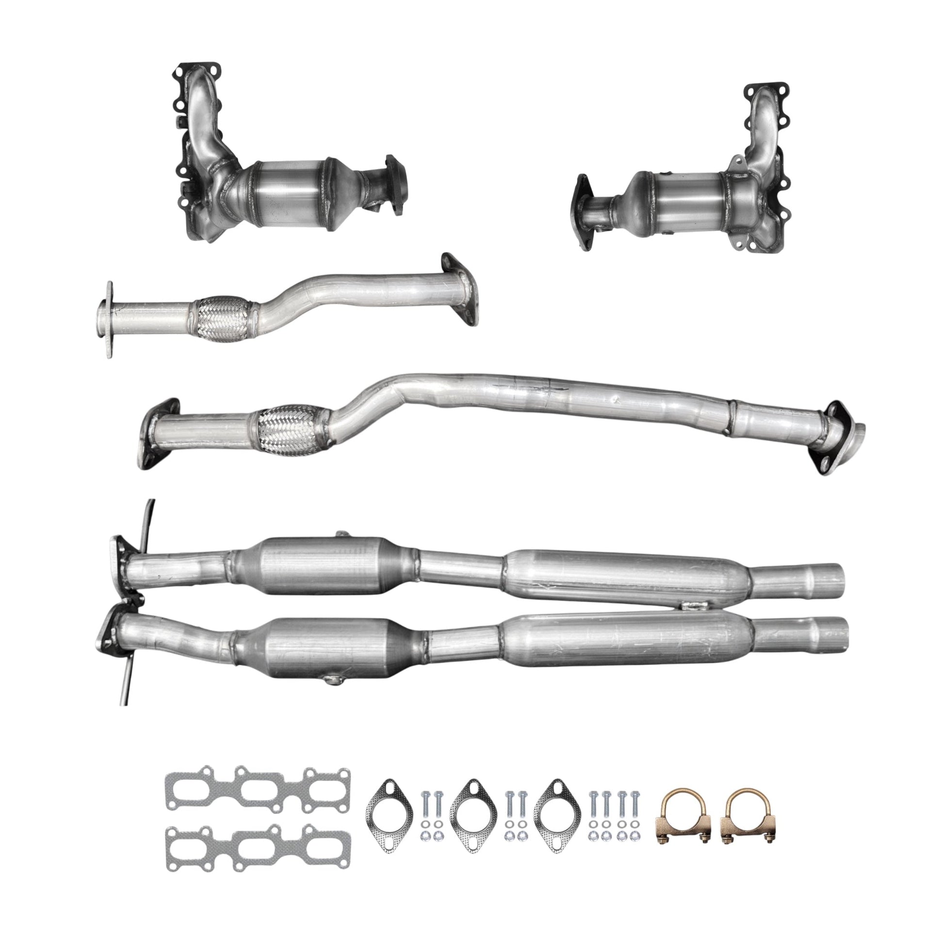 Lincoln MKT 3.7L (2013-2019) Left & Right Manifold Converters, Left & Right Flex Pipes & Catalytic Converters With Resonators