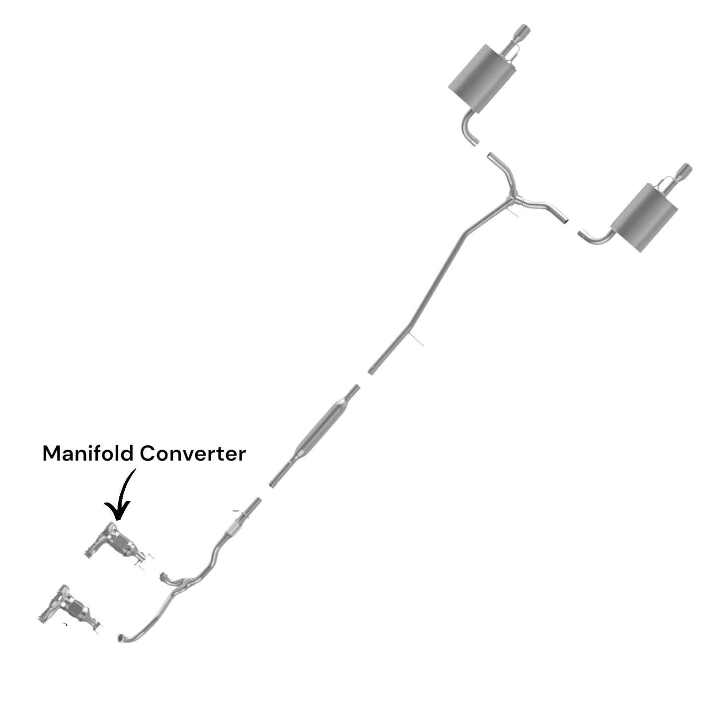 Ford Explorer 3.5L (2013-2019) (Non-Turbo) (Base, Limited, XLT Models Only) Rear Manifold Converter. 