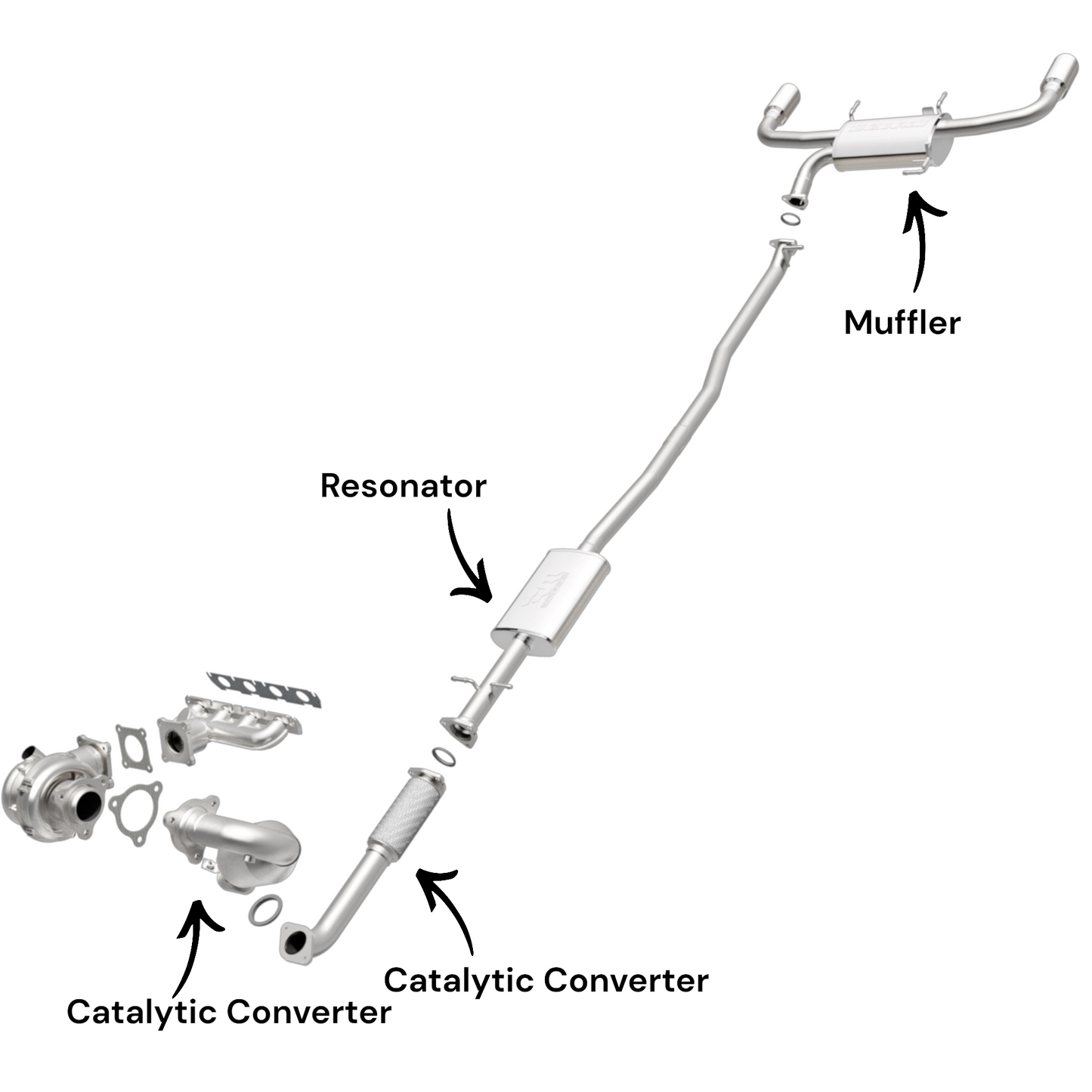 Acura RDX 2.3L (2007-2009) Manifold Converter, Catalytic Converter, Resonator with Pipe and Muffler