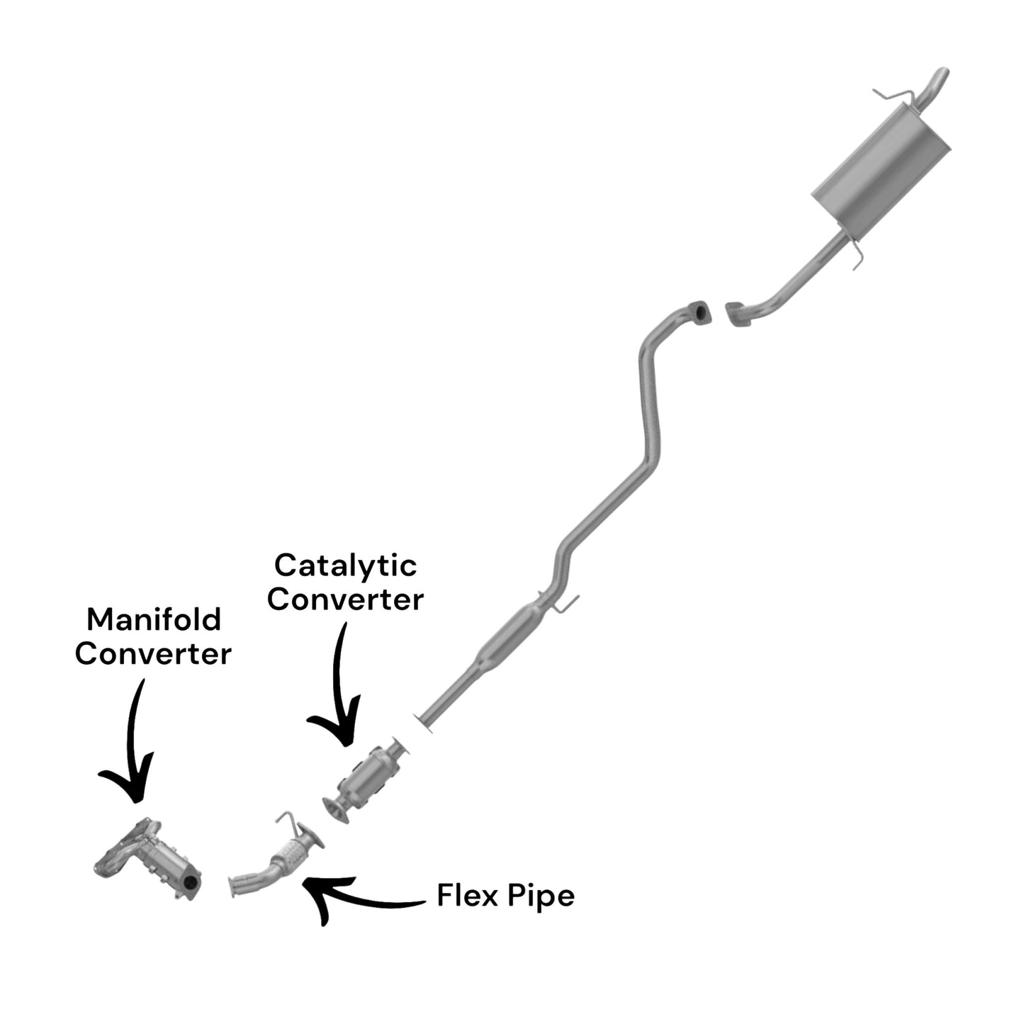 Hyundai Elantra Coupe 1.8L (2013) (California Emissions System, SULEV) Manifold Converter, Flex Pipe and Catalytic Converter