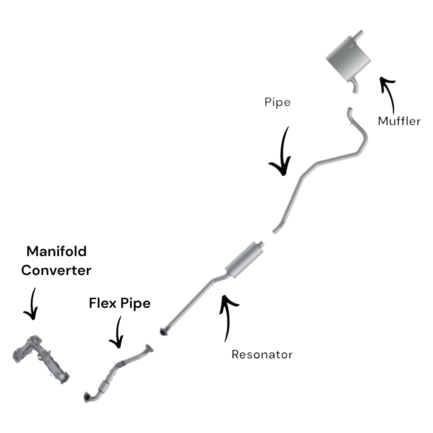 Honda Civic 2.0L (2016-2020) (Non-Turbo) (EK-Sub Model Only) (Sedan) Manifold Converter, Flex Pipe, Resonator, Pipe and Muffler