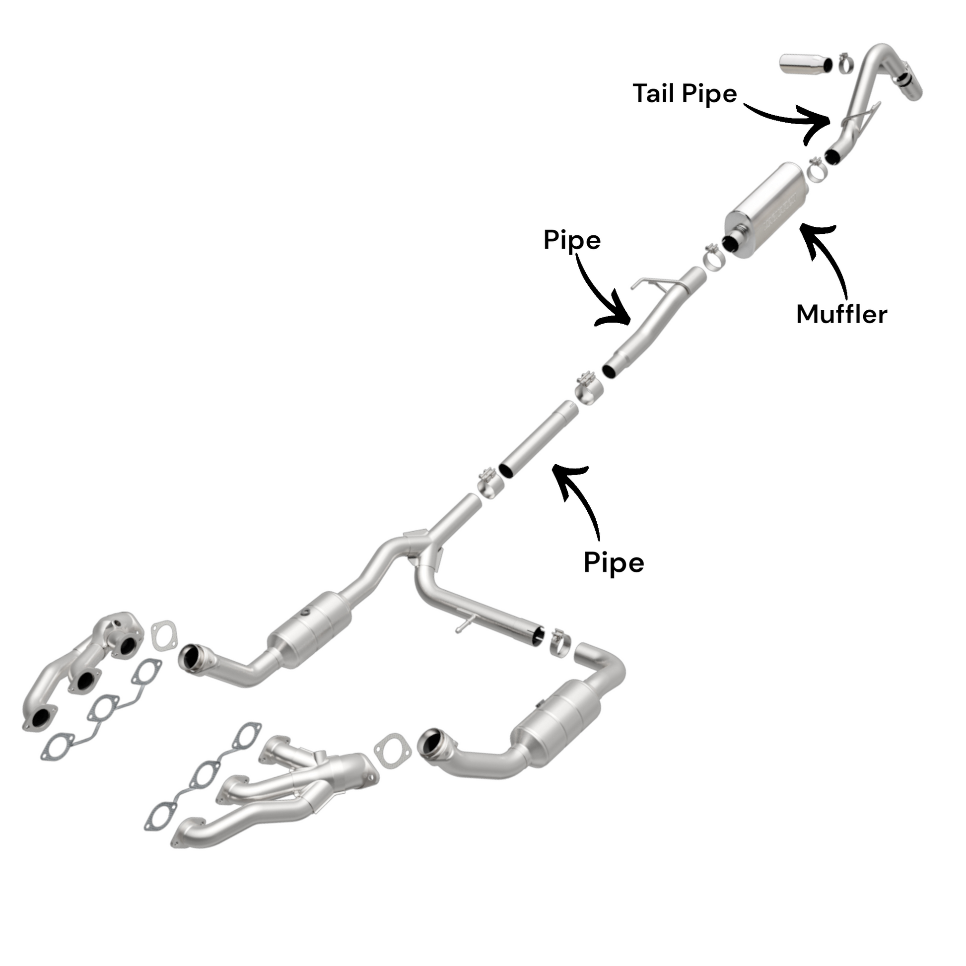 Ford F-150 4.6L (2004-2008) (144.5"Wheelbase) Pipes, Muffler and Tail Pipe