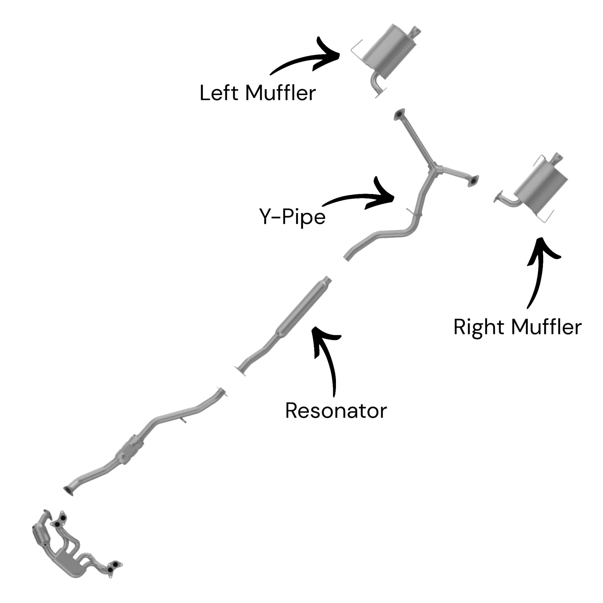 Subaru Forester 2.5L (Turbo) (2009-2013) Resonator, Y-Pipe, Left Muffler and Right Muffler