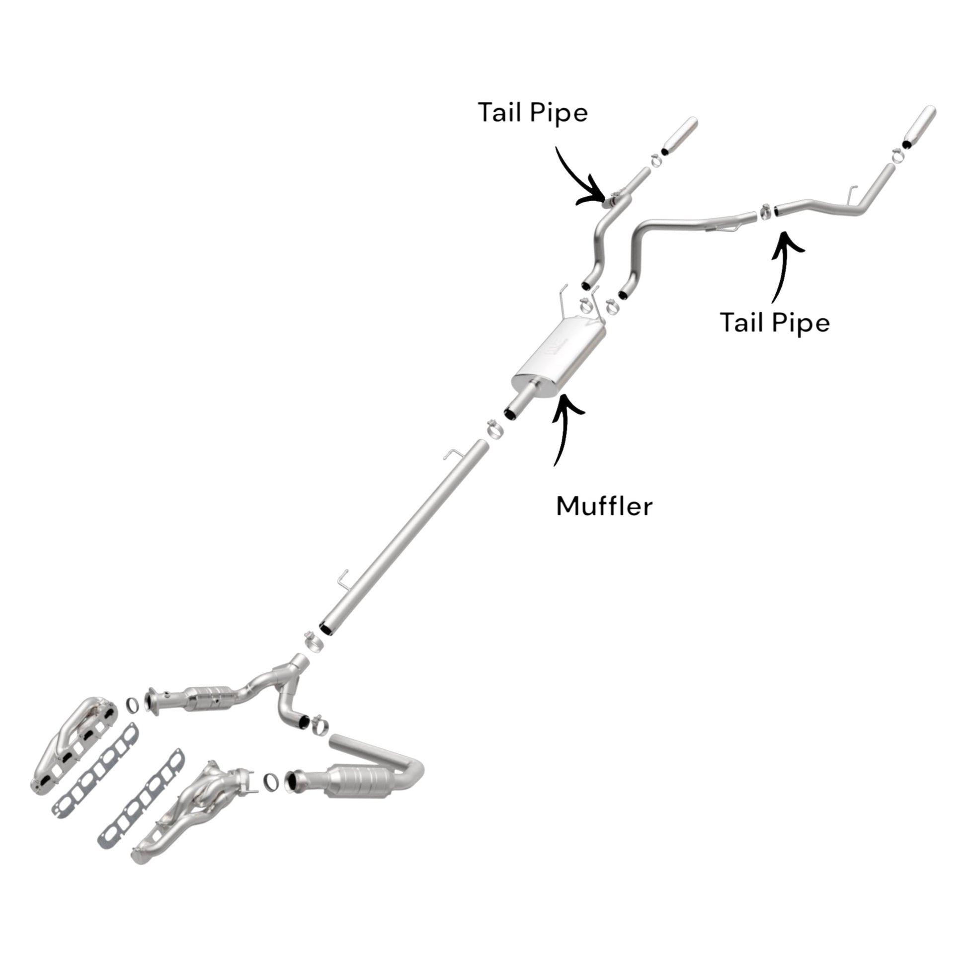 Ram 1500 5.7L (2011, 2018) Muffler with Right & Left Tail Pipes