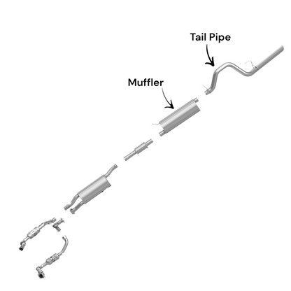 Ford F-350 Super Duty 6.2L (2011-2016) (Crew Cab Pickup With Long Bed) Rear Muffler With Tail Pipe.