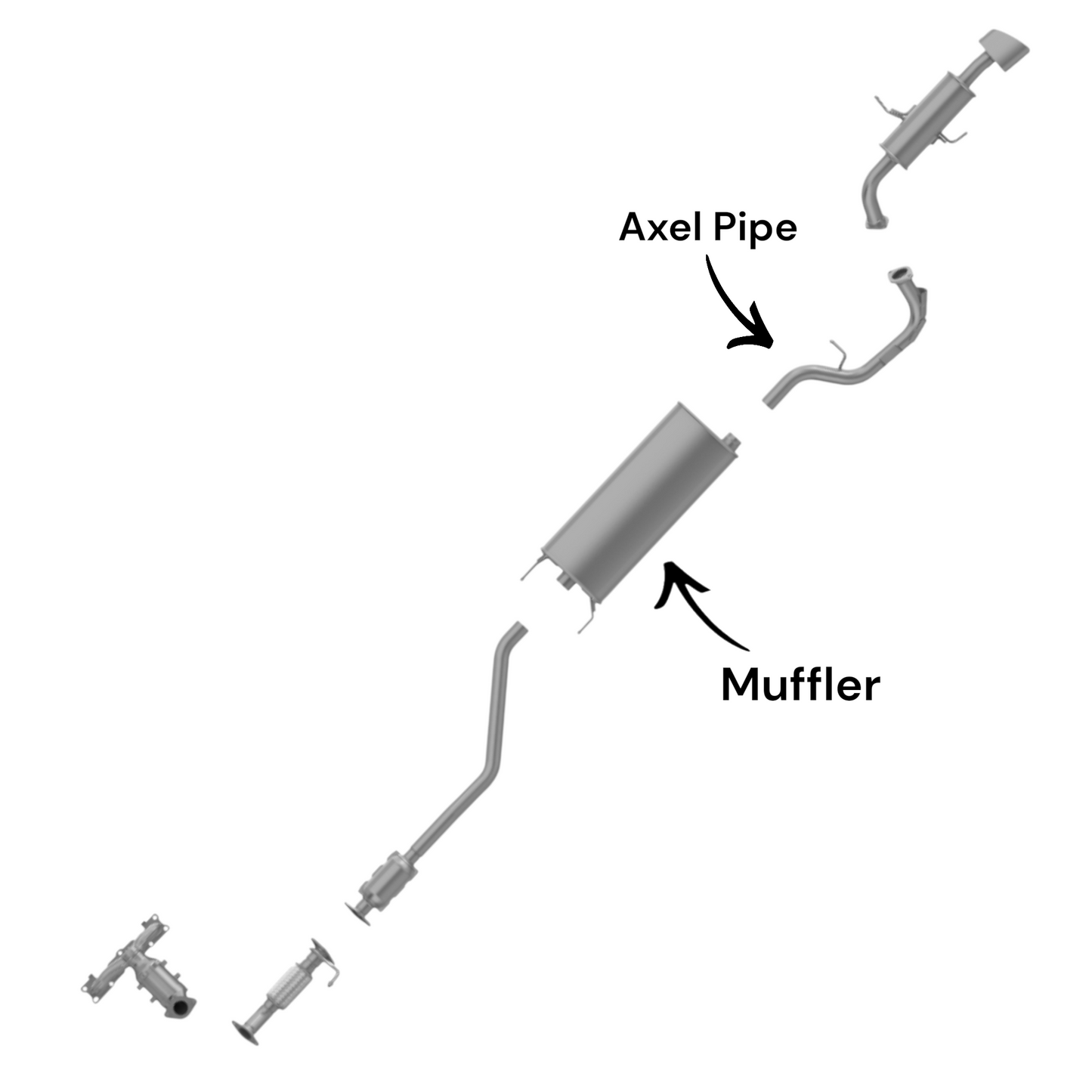 Kia Sorento 2.4L (2014-2015) Muffler with Axel Pipe