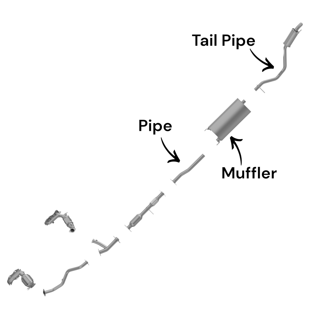 Toyota Highlander 3.5L  (2014-2016) (Gas) Muffler And Resonator.