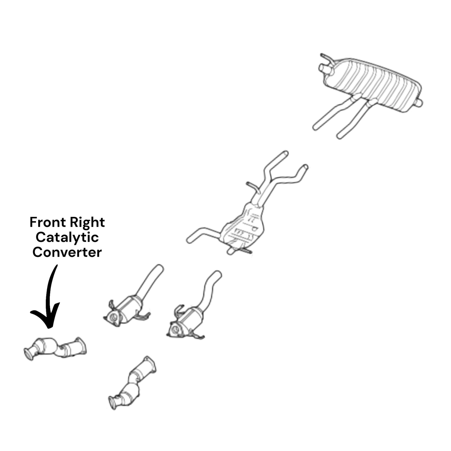 Volkswagen Touareg 4.2L (2007-2009) (Bosch ME-7 Fuel System) Front Right Side Catalytic Converter