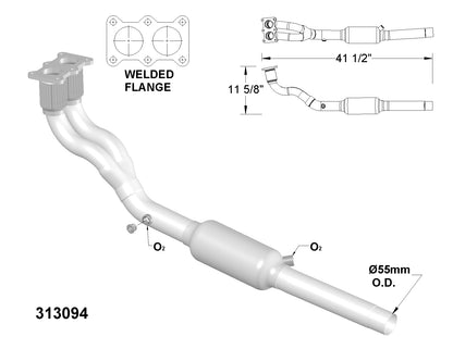 Volkswagen Beetle 2.0L (1998-2000) V4 Catalytic Converter With Dual Flex