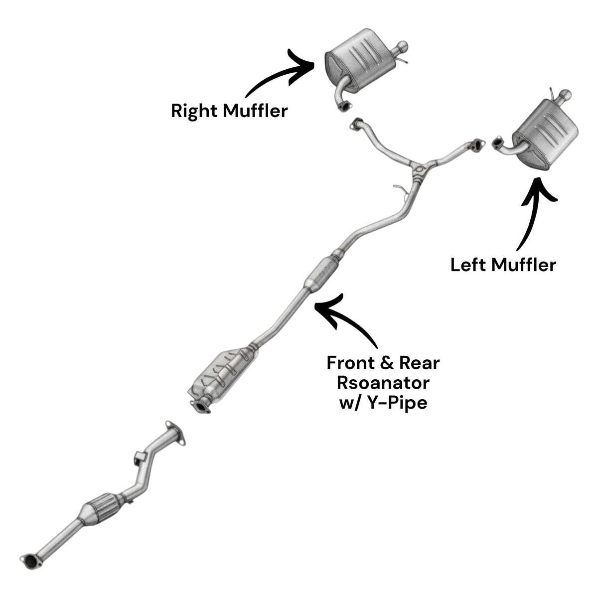 Subaru Ascent 2.4L (2019-2025) (AWD) Front And Rear Resonator With Y-Pipe & Muffler