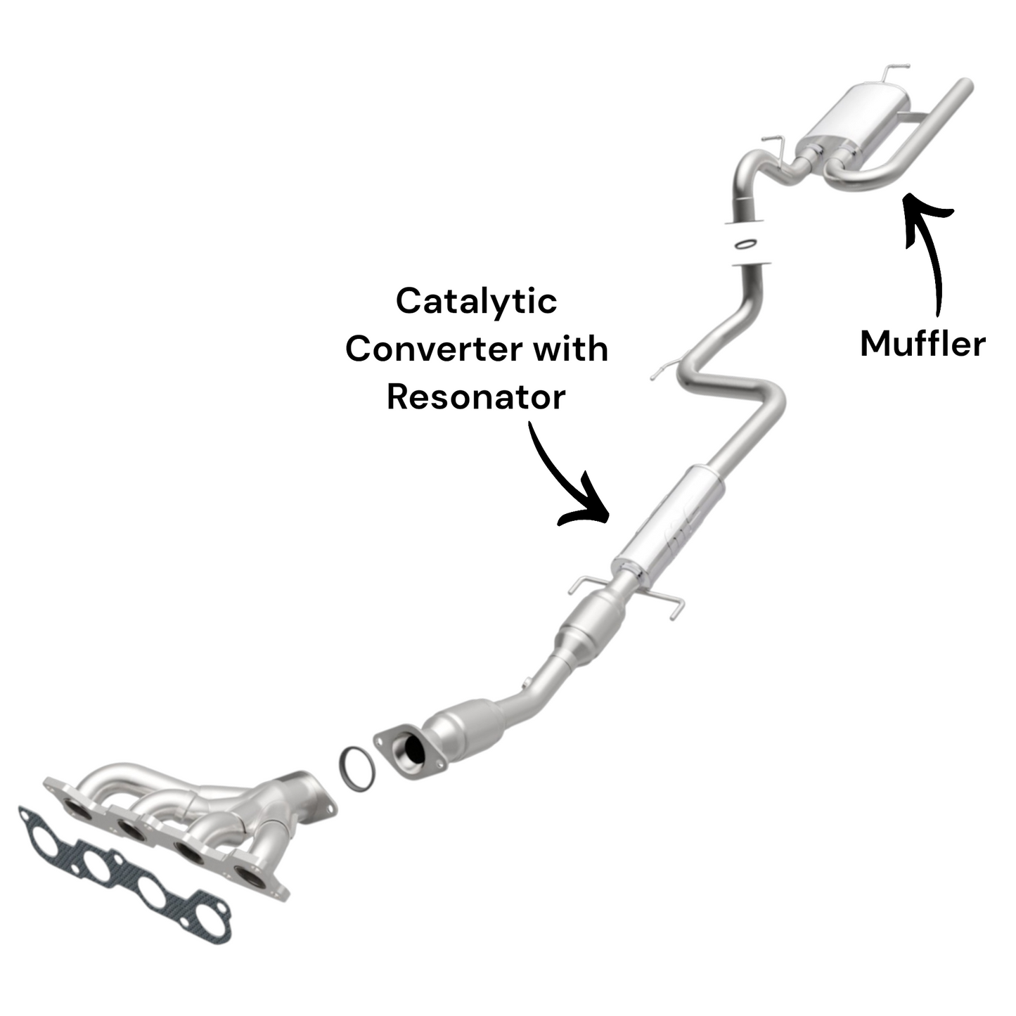 Toyota Yaris 1.5L (2012-2015) (Hatchback) Catalytic Converter with Resonator and Rear Muffler