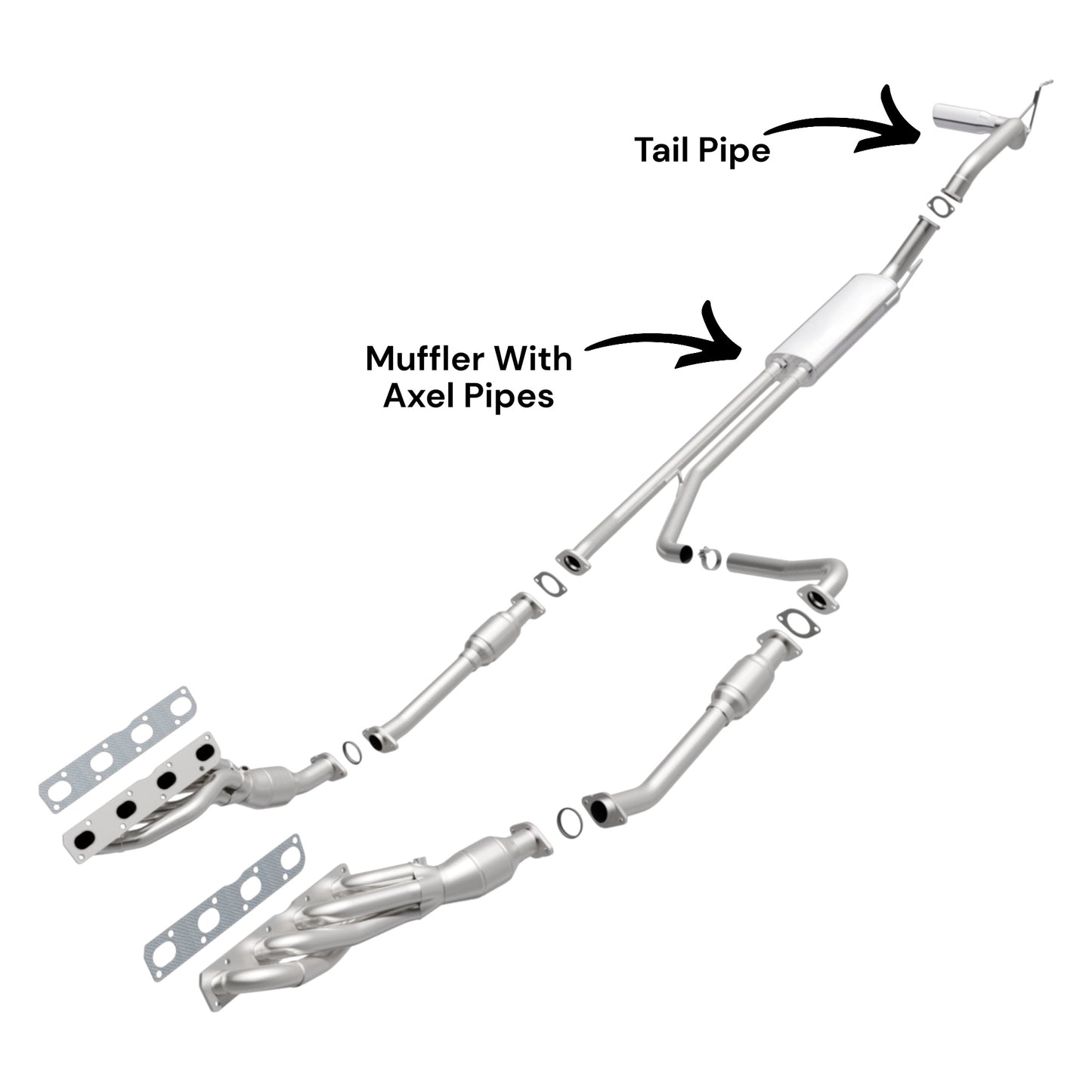 Nissan Titan 5.6L (2007-2015) (139.8" Wheelbase) Muffler With Axel Pipes & Tail Pipe