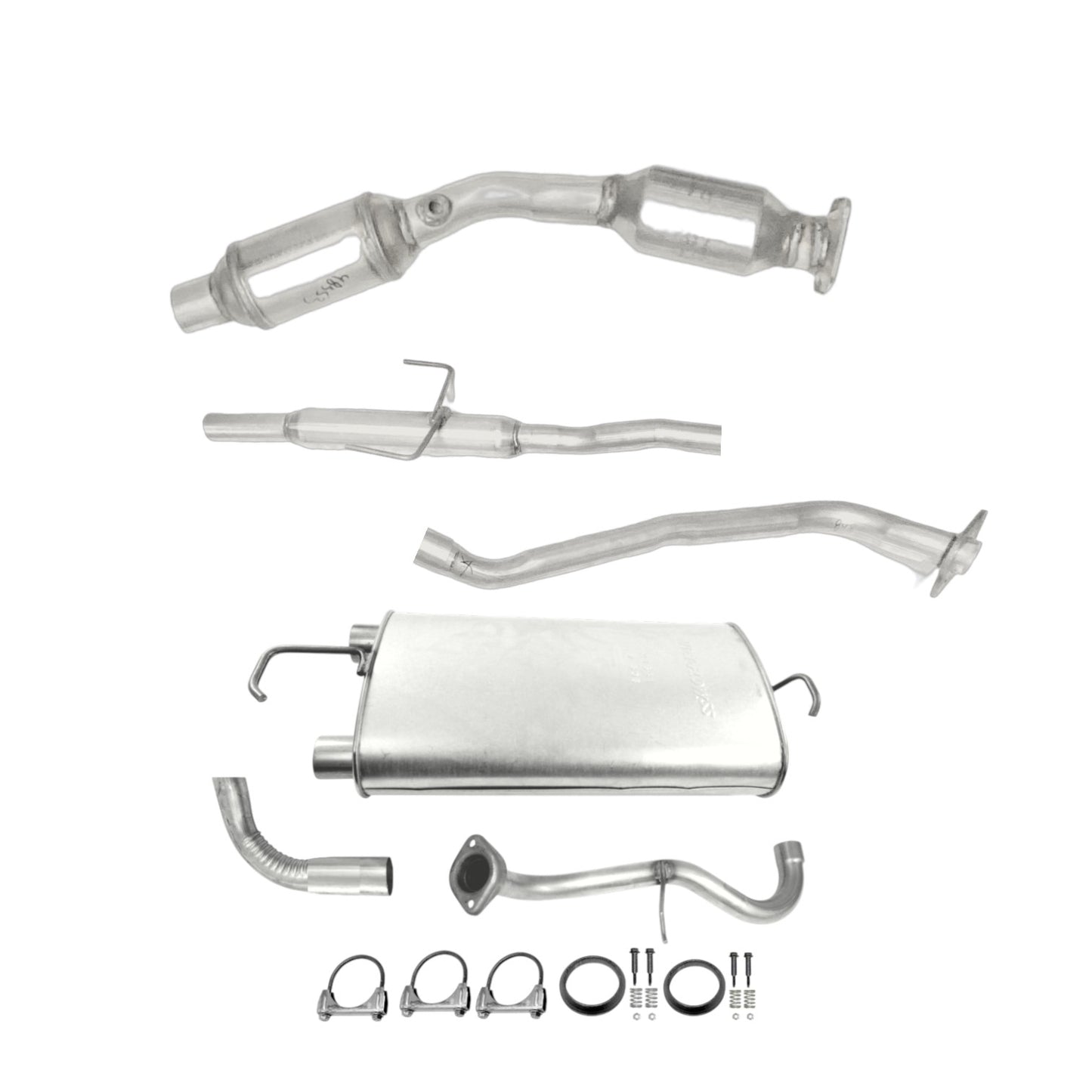 Pontiac Vibe 1.8L 2009-2010 Catalytic Converter With Resonator and Muffler with Pipe and tail Pipe