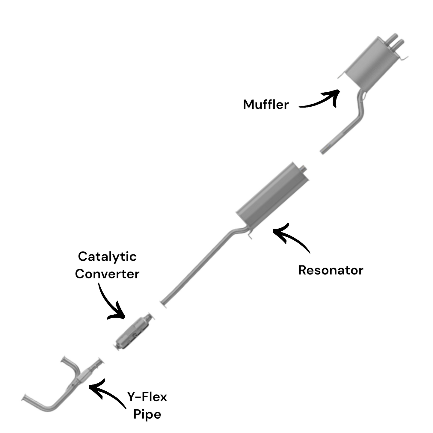 Honda Pilot 3.5L (2003-2004) Flex Pipe, Catalytic Converter, Resonator and Muffler