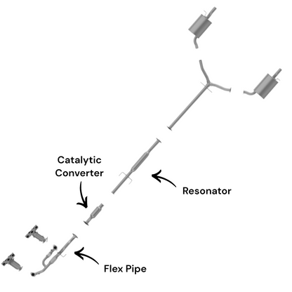Hyundai Azera 3.3L (2006-2010) Flex Y-Pipe, Catalytic Converter and Resonator