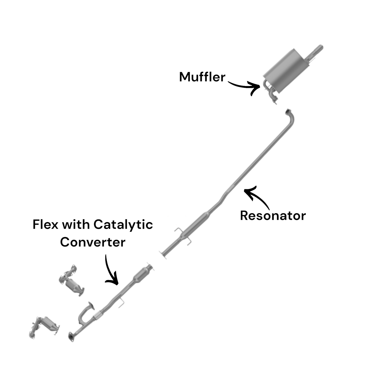 Toyota Camry 3.3L (2004-2006) (Japan Built) Flex with Catalytic Converter, Resonator and Muffler