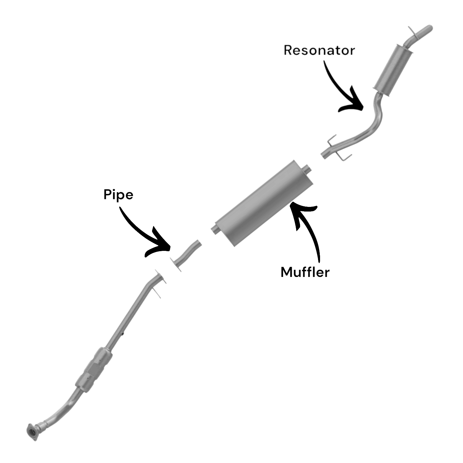 Pontiac Montana 3.9L (2007-2009) (121.0 Wheelbase) (Without Sport Package) Axel Pipe, Muffler And Resonator 