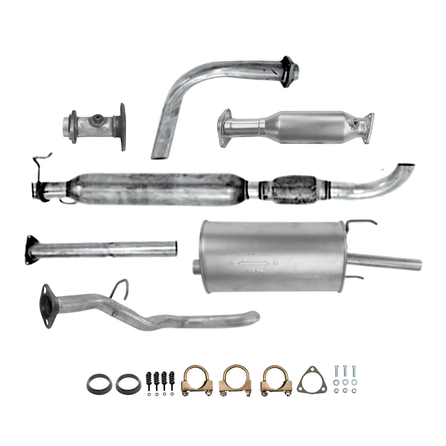 Acura CL 2.3L (1998, 1999) Middle Pipe, Catalytic Converter, Resonator with Flex Pipe and Muffler (Single Tip)