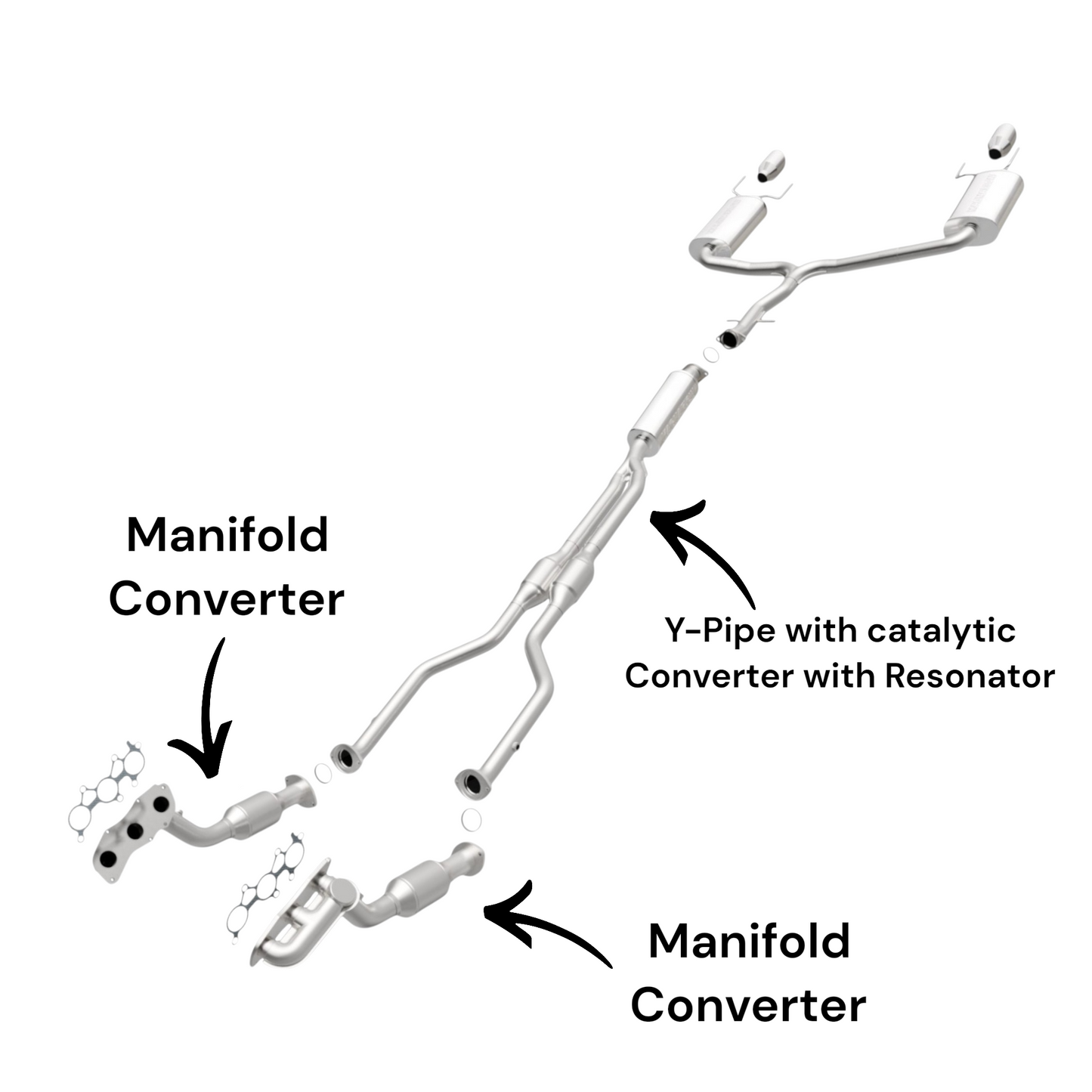 Lexus IS250 2.5L (2006-2012) (RWD Only) Manifold Converters and Y-Pipe with catalytic Converter with Resonator