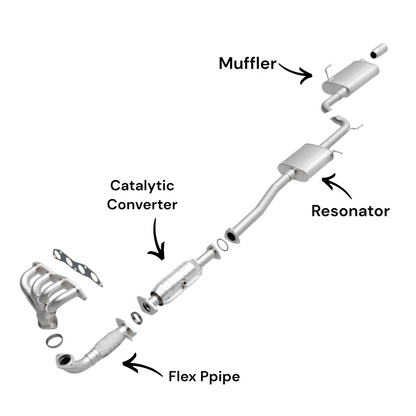 Honda Accord 2.4L (2003-2007) (Coupe Only) Flex Pipe, Catalytic Converter, Resonator and Muffler