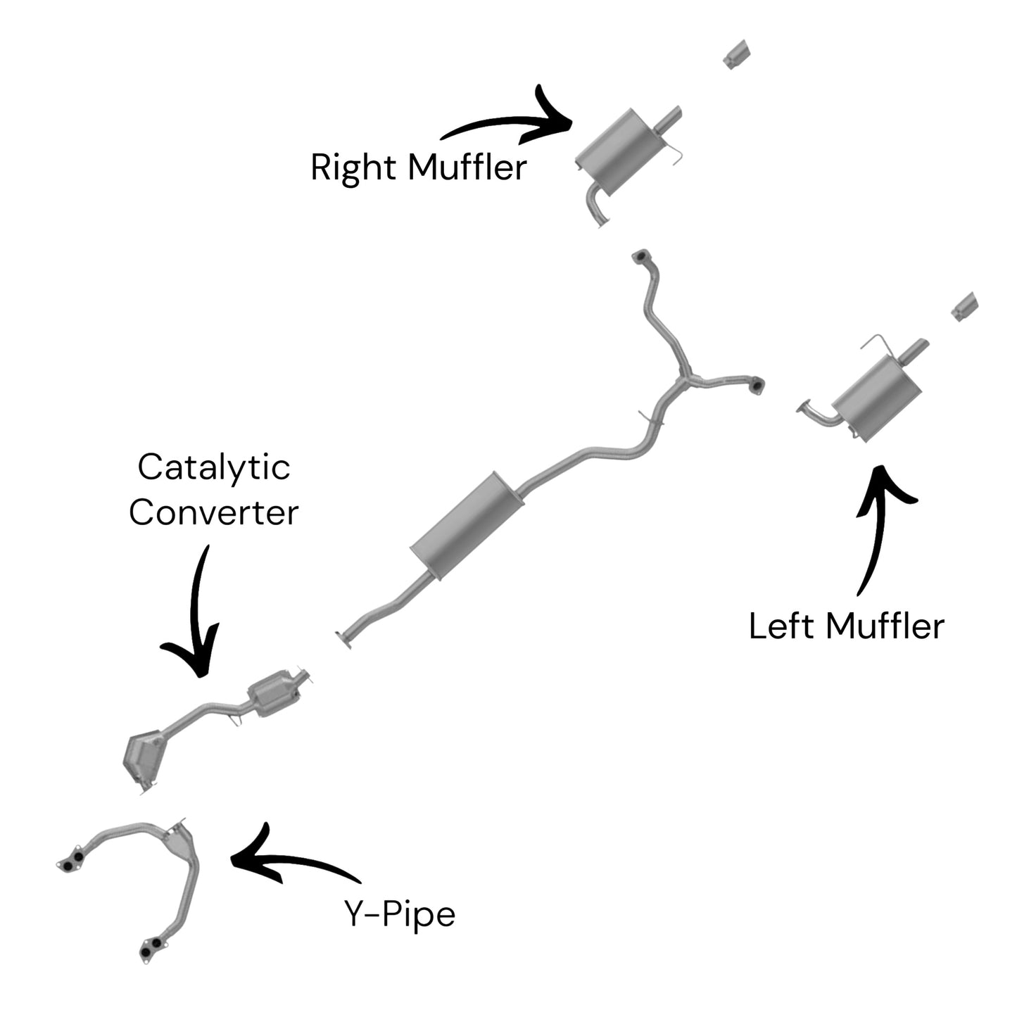 Subaru Legacy 2.5L (Non-Turbo) (2005-2009) (Manual Only) Y-Pipe, Catalytic Converter With Resonator And Both Side Mufflers
