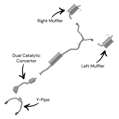Subaru Outback 2.5L (Non-Turbo) (Except SULEV) (2005) Y-Pipe, Dual Catalytic Converter, Left & Right Mufflers