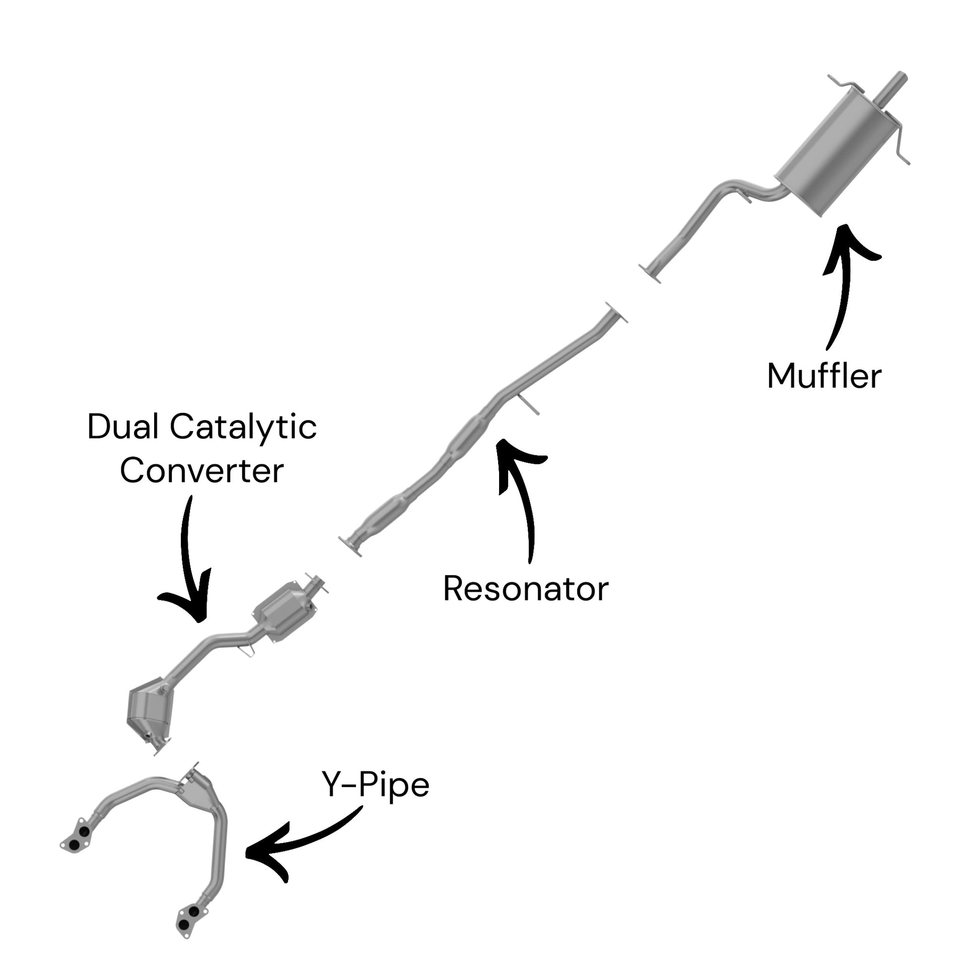 Subaru Impreza 2.5L (Non-Turbo) (2002-2005) Y-Pipe, Dual Catalytic Converter, Resonator & Muffler