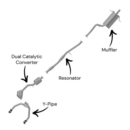 Subaru Impreza 2.5L (Non-Turbo) (2002-2005) Y-Pipe, Dual Catalytic Converter, Resonator & Muffler