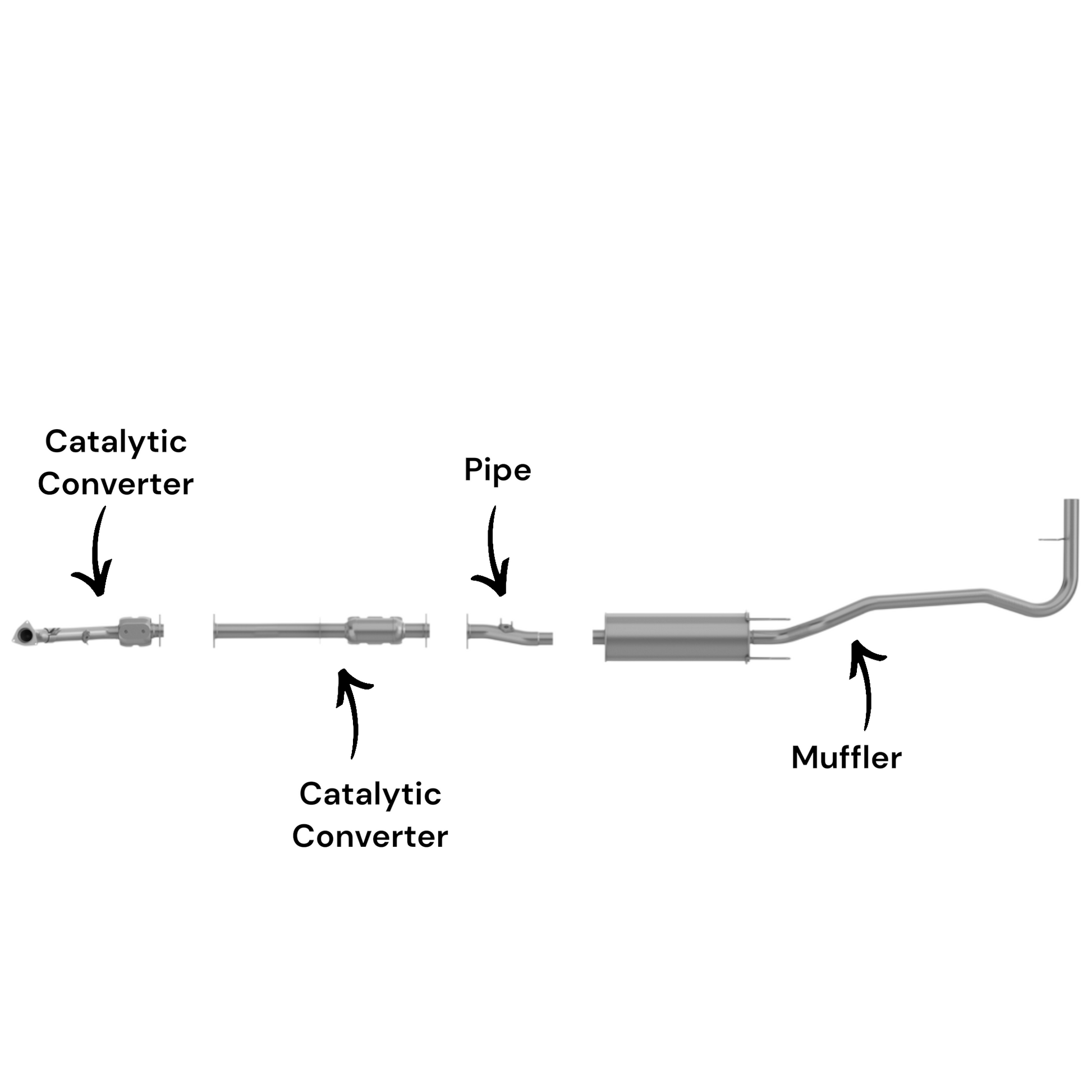 Toyota Tacoma 2.4L (1999-2004) (121.9" Wheelbase) Catalytic Converters, Pipe and Muffler