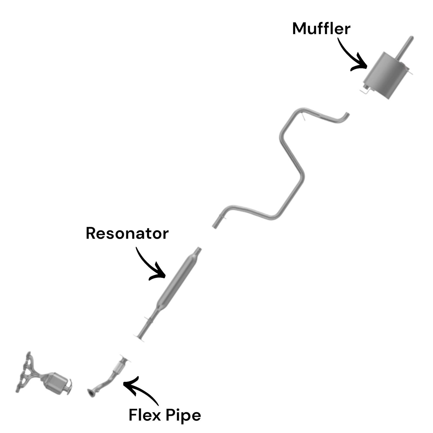 Chevrolet Malibu 2.2L (2004-2008) Flex Pipe, Resonator and Muffler