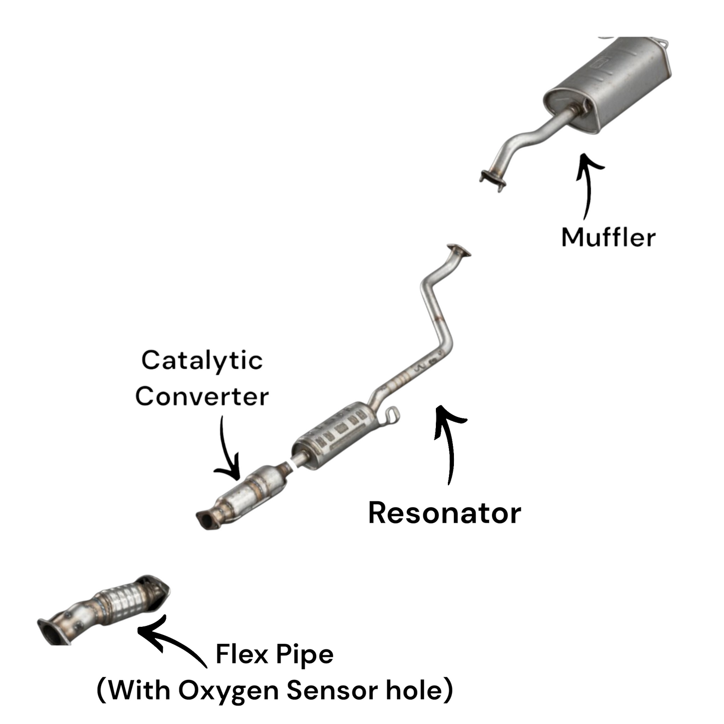 Hyundai Elantra GT 2.0L (2014) (Sedan) Flex Pipe, Catalytic Converter, Resonator and Muffler