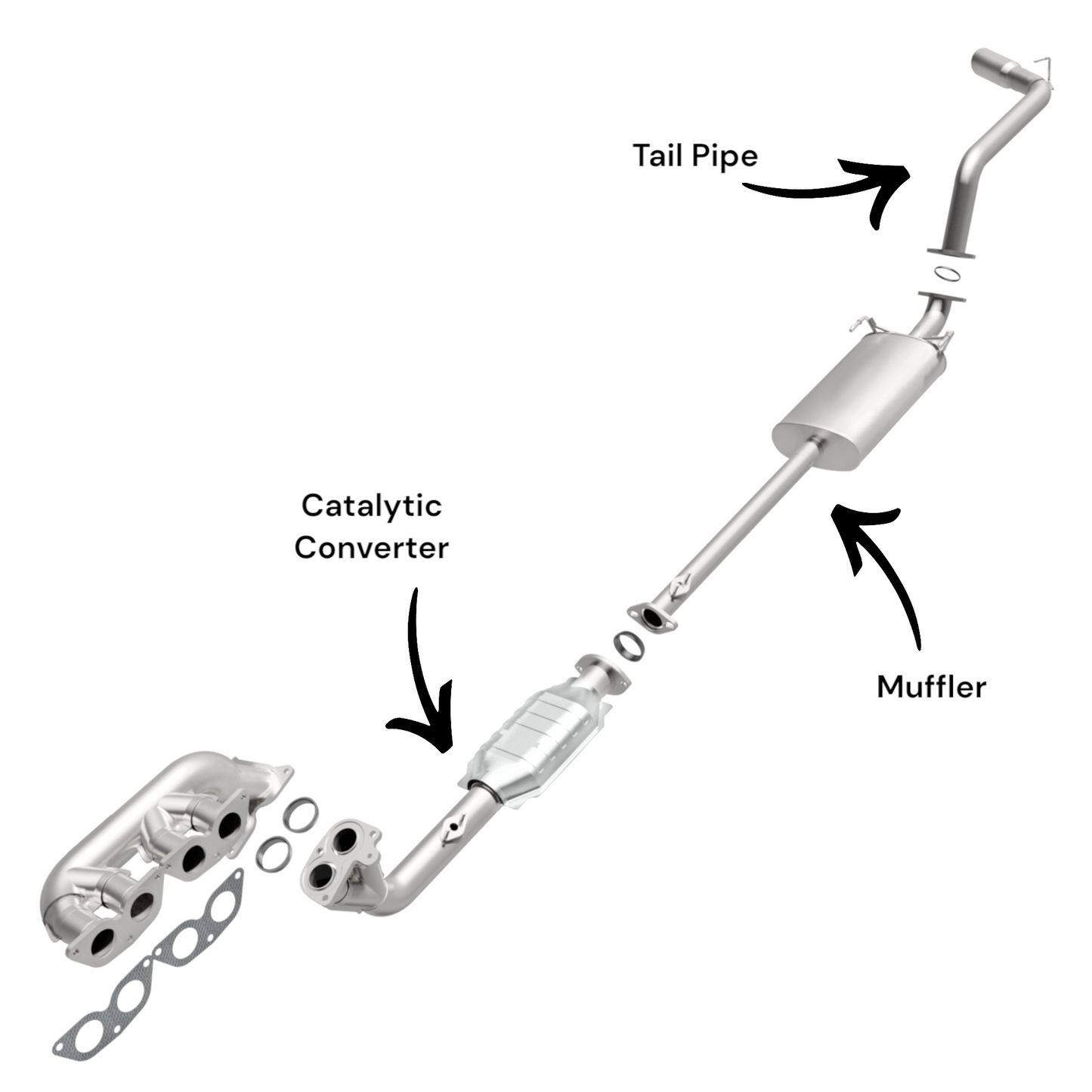 Toyota 4Runner 3.4L (1996-2000) (Federal Emission) Converter and Muffler with Tail pipe