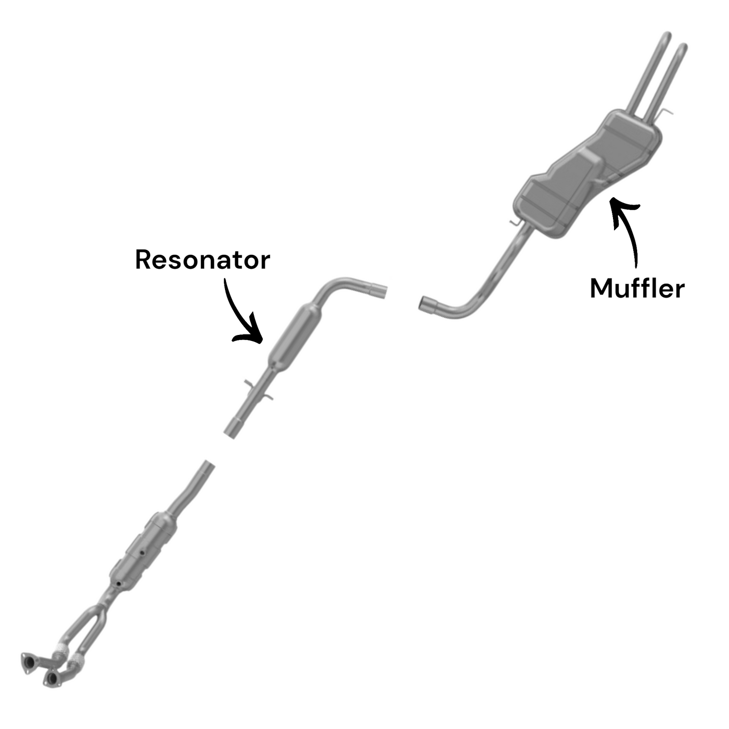 Volkswagen Jetta 2.8L (1999-2004) Middle Resonator and Rear Muffler